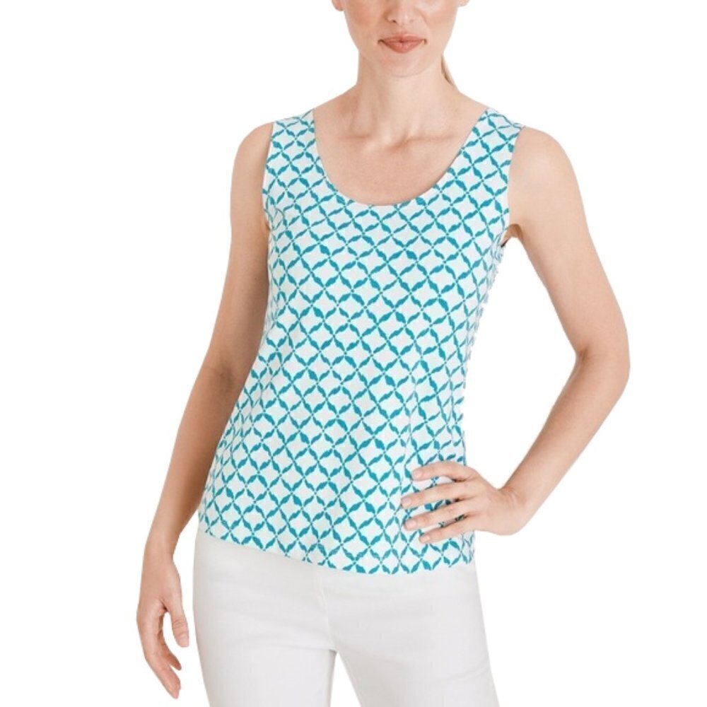❤️ 🆕 CHICO’S Ikat-Print Microfiber Tank Size 0